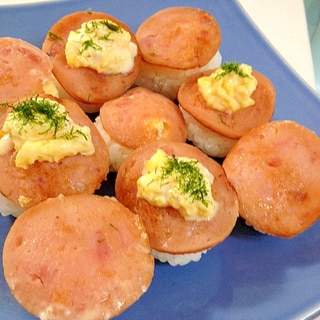 魚肉ハムと卵の手まり寿司